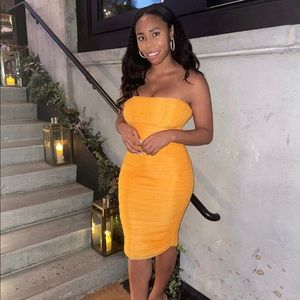 Tangerine strapless dress (worn once)